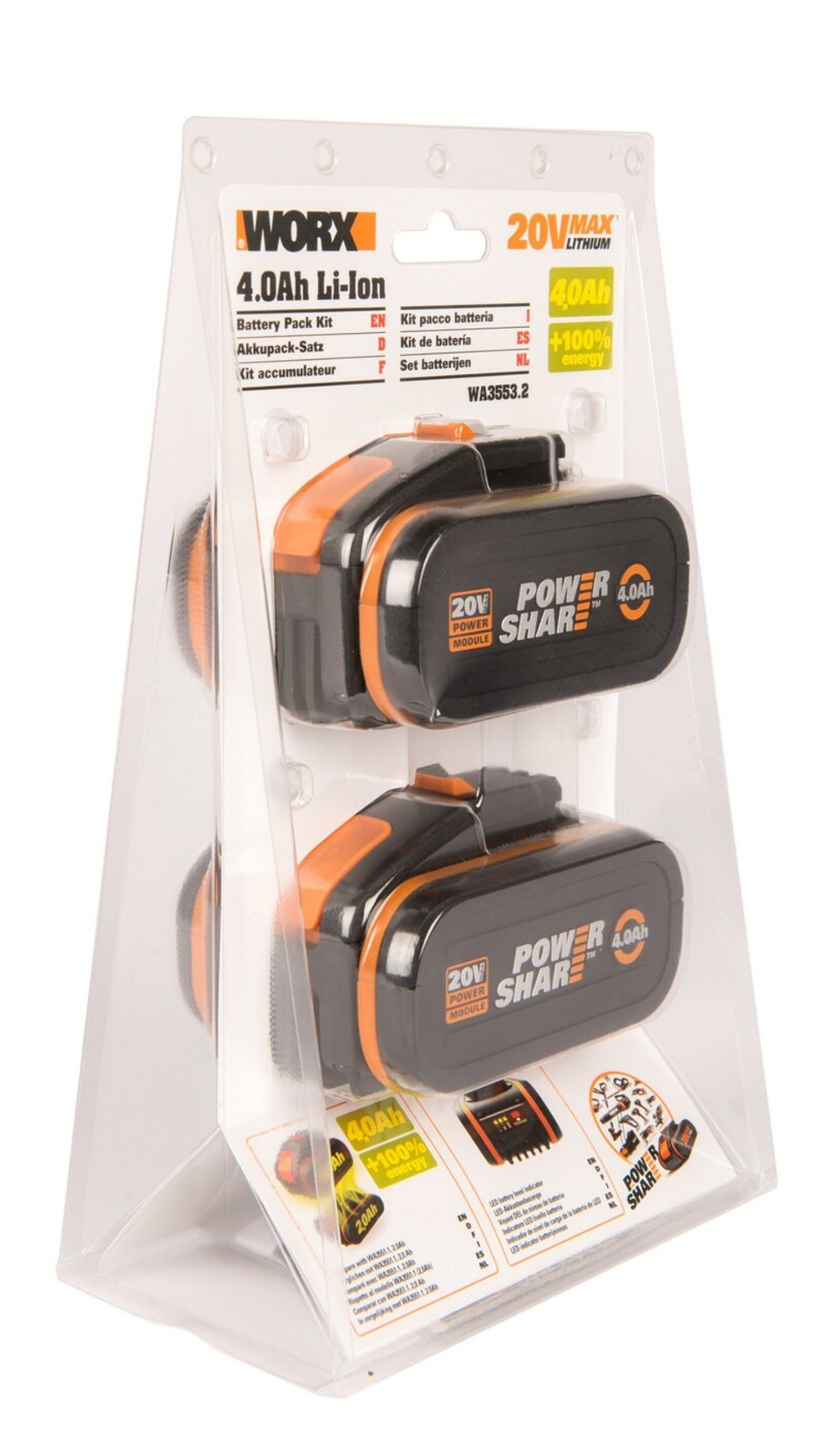 Комплект WORX WA3553.2: 2 аккумулятора WORX WA3553