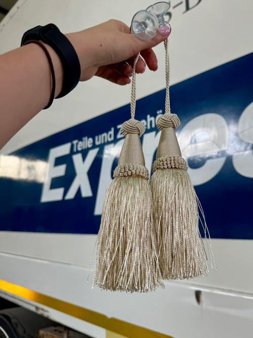 Кисти декоративные 2 штуки  на лобовое/на присосках. Бежевые. Объемные