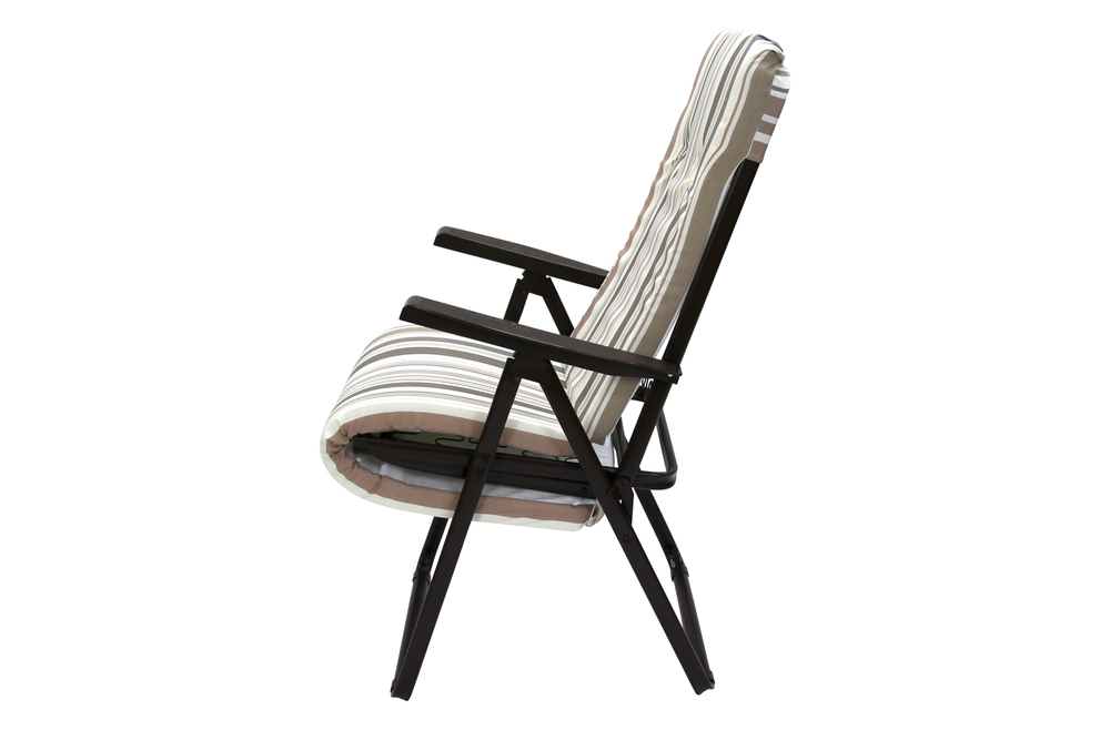 Кресло -шезлонг Леонардо арт.с446/82/1 1 шт. в уп. (каркас коричневый, ткань корич.-сер. полоска)