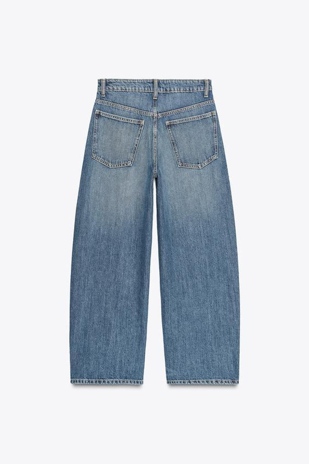 ZARA ДЖИНСЫ TRF BAGGY BALLOON СО СРЕДНЕЙ ПОСАДКОЙ, СИНИЙ