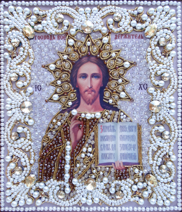 ЖС-6-ЗШ Набор для вышивания хрустальными камнями Господь Вседержитель (шампань)