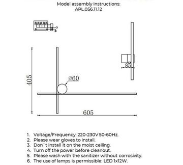 Бра 12W 3000K APL.056.11.12 латунь Beatris Aployt