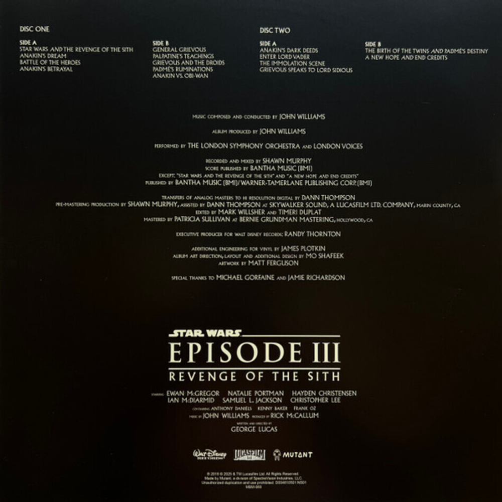 John Williams / Star Wars Episode III: Revenge Of The Sith (Original Motion Picture Soundtrack)(2LP)