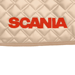 Ковры SCANIA 5 серии Р (автомат) (экокожа, бежевый, бежевый кант, красная вышивка)