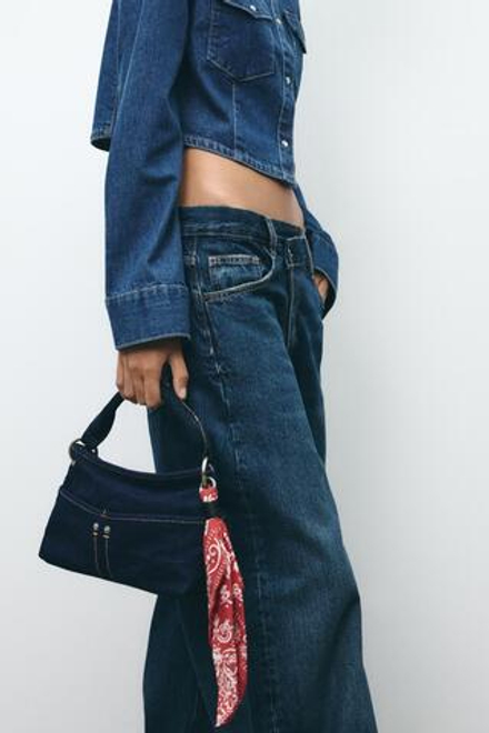 ZARA ДЖИНСОВАЯ СУМКА, СИНИЙ