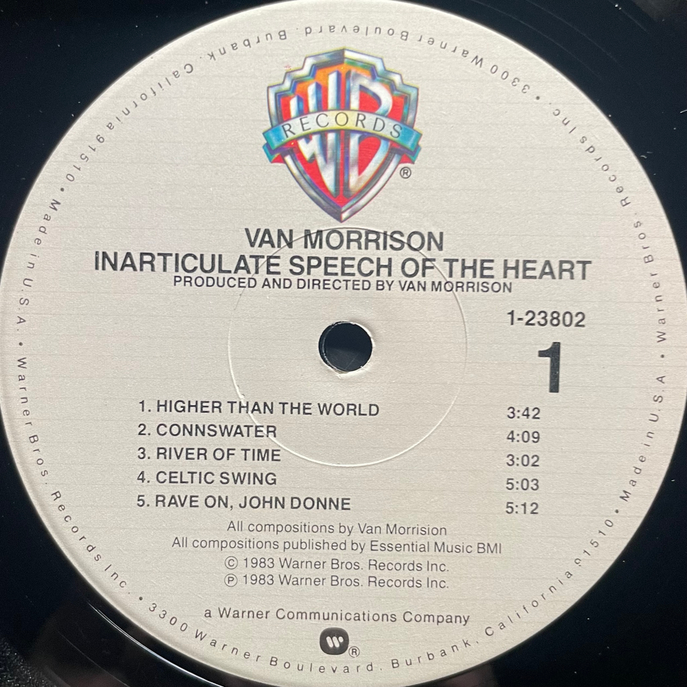 Van Morrison ‎– Inarticulate Speech Of The Heart (США 1983г.)