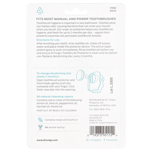 Dr. Tung's, Ecosentials™, Snap-on, защита для зубов, освежающий лайм, 4 шт.