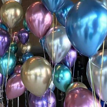 Хромированный шар 12″ надутый гелием, в ассортименте
