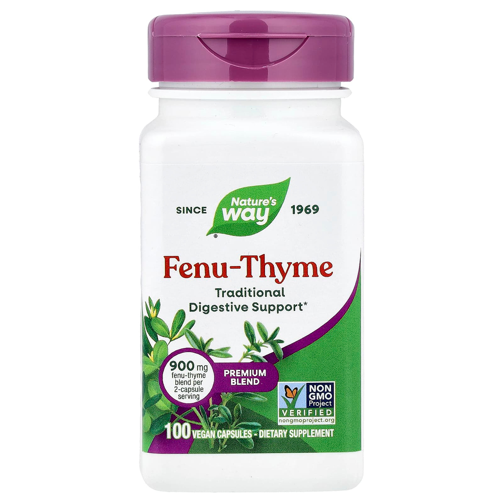 Nature's Way, пажитник и чабрец, 100 веганских капсул