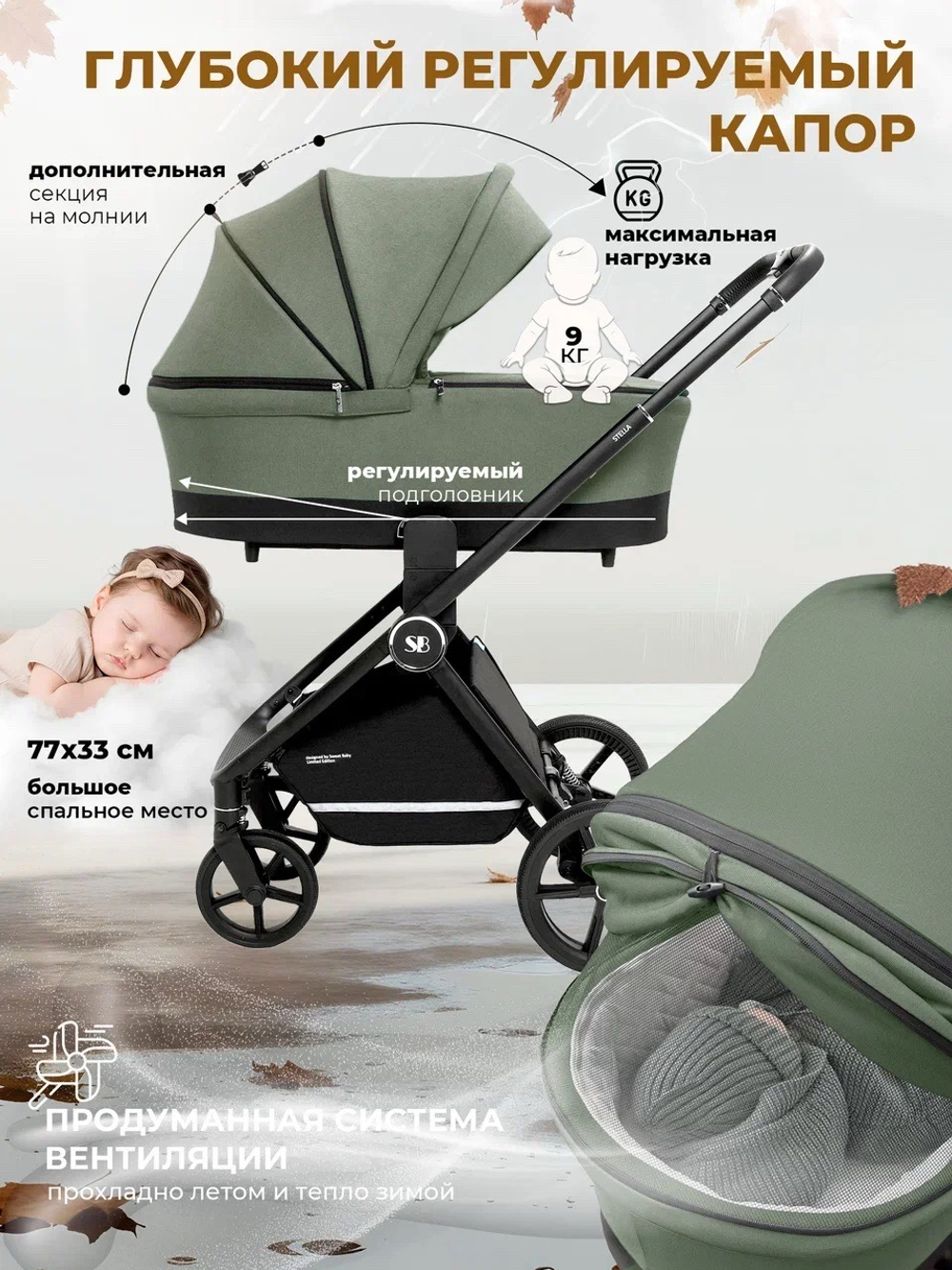 Модульная коляска Sweet Baby Stella Green