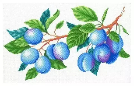 Рисунок-схема на канве для вышивания крестом "Сливы", 40 х 30 см / 20 х 30 см (Россия)