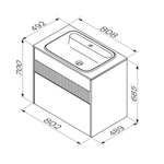 База под раковину, 2 ящика, 80 см, белый матовый