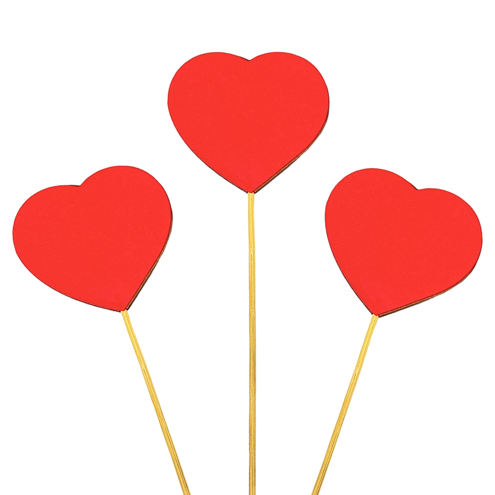 Пики-топперы «Сердце» в красном цвете, 7х6 см, 3 шт