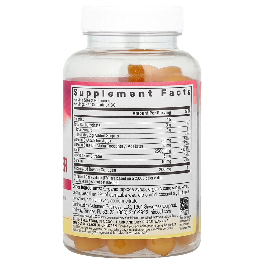 NeoCell, Жевательные таблетки для создания красоты для волос, кожи и ногтей, лимон, 60 жевательных таблеток