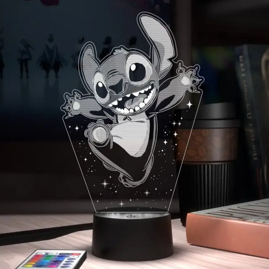 3D Лампа Стич Радуется