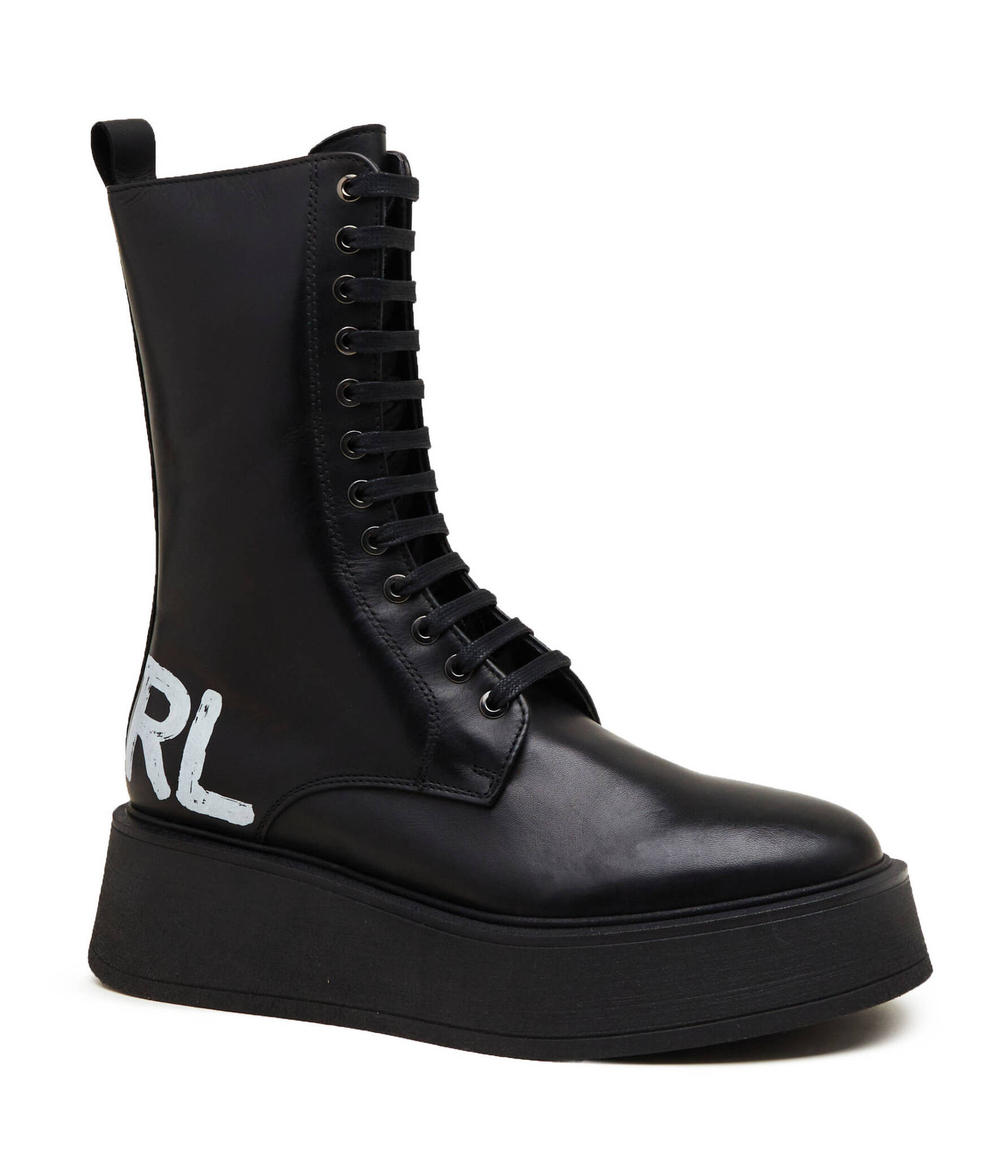 Кожаные ботильоны zephyr hi lace Karl Lagerfeld - черный(KL42475)