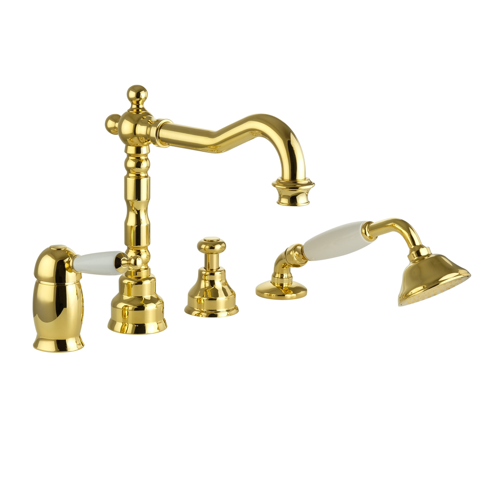 Смеситель на борт ванны 4 отв.  Migliore Oxford 19165 золото купить