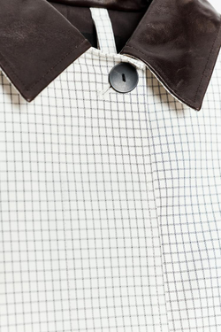 ZARA КОРОТКИЙ ТРЕНЧ С ВОРОТНИКОМ ИЗ ИСКУССТВЕННОЙ КОЖИ — ZW COLLECTION, БЕЛЫЙ/ЧЕРНЫЙ