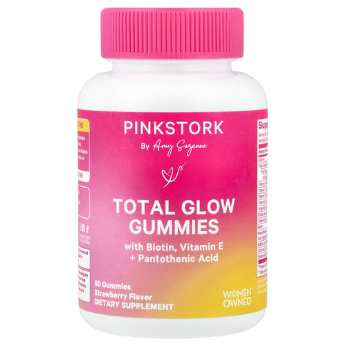 Pink Stork, Total Glow, жевательные таблетки, со вкусом клубники, 60 жевательных таблеток