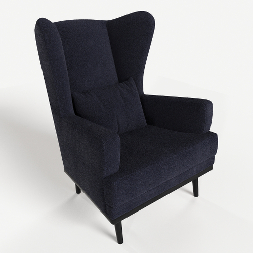 Мягкое кресло с ушами Фантазёр L-15 (Темно-синий), искусственный мех, на высоких ножках, для отдыха и чтения книг. В гостиную, балкон, спальню и переговорную комнату.