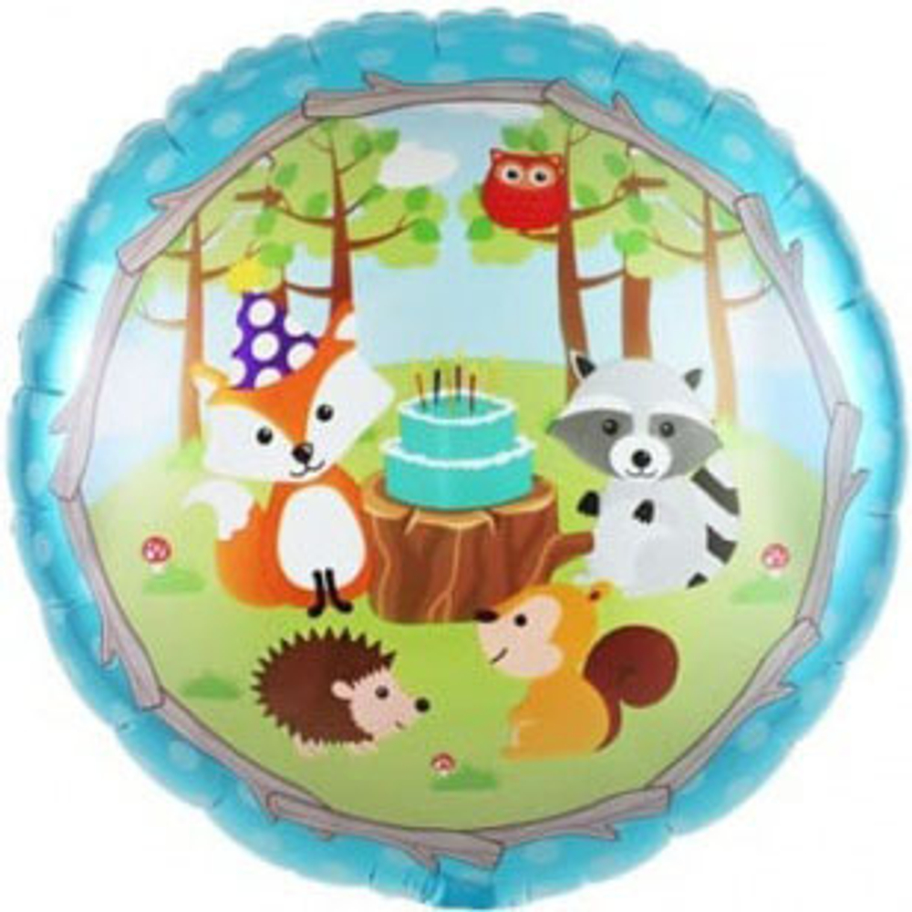 К 18" Круг Лесные зверята Синий