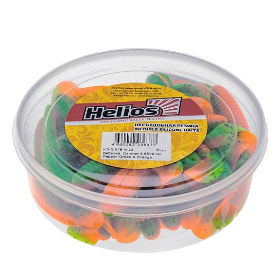 Виброхвост несъедоб. Catcher 3,55&#39;/9 см Pepper Green &amp; Orange 30шт. (HS-2-018-N-30) Helios