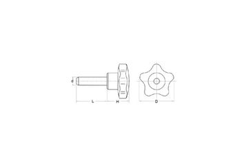 Рукоятка с наружной резьбой M6 D=25 L=15, 10 шт. Woodwork 993.06.15