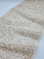 Вышивка на сетке бежевая атласная К696