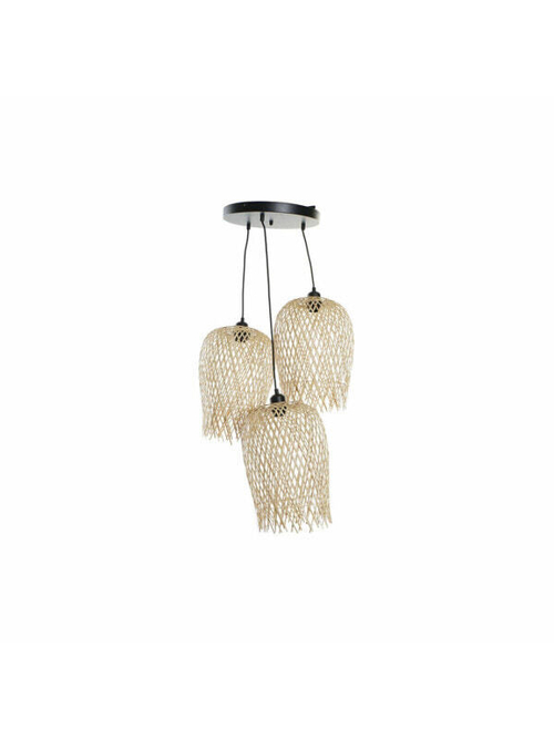 Потолочный светильник DKD Home Decor Чёрный Светло-коричневый Металл Бамбук 50 W Тропический 220 V 30 x 30 x 94 cm