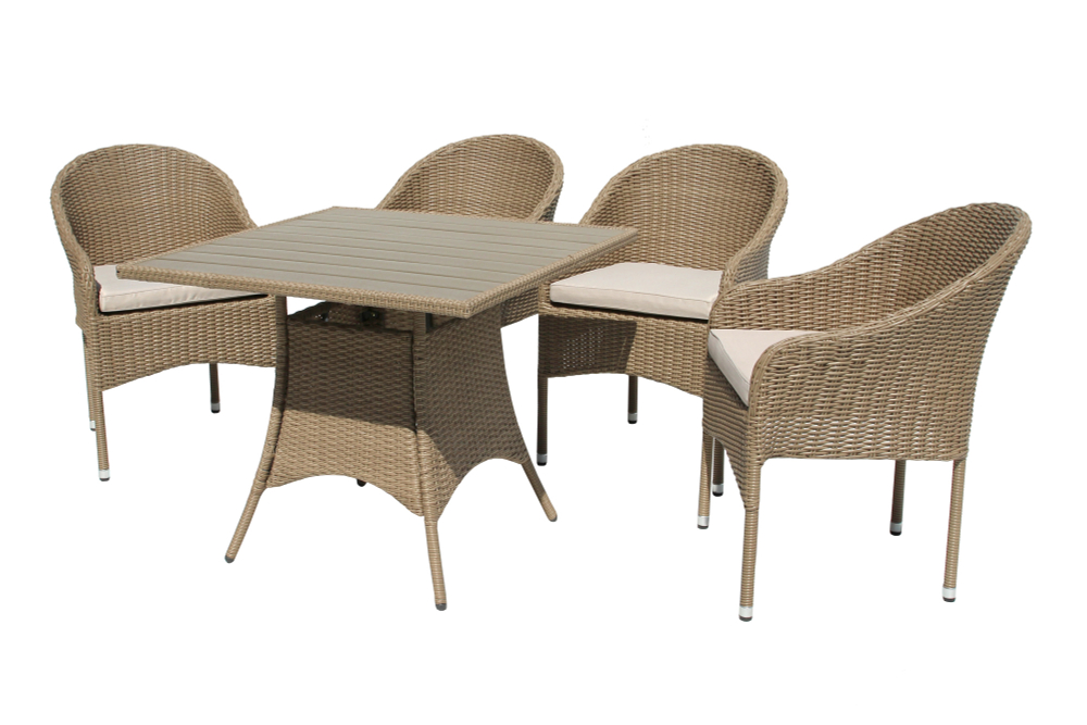 Набор мебели Garden Story Софи (1 стол+4 Стул Garden Storyа, ротанг серо-бежевый)