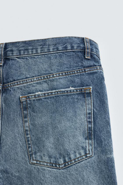 ZARA ДЖИНСЫ ШИРОКОГО КРОЯ, ВЫЦВЕТШИЙ СИНИЙ