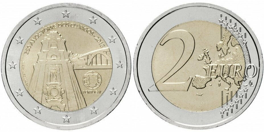 Португалия 2 евро, 2013 250 лет башне Клеригуш UNC
