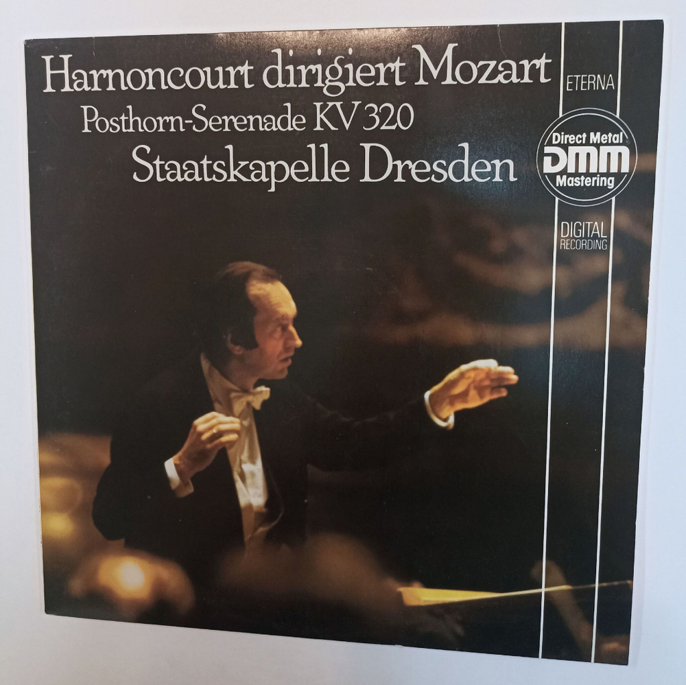 Винтажная виниловая пластинка LP Harnoncourt Dirigiert Mozart Моцарт Staatskapelle Dresden  Posthorn Serenade KV 320 (GDR 1989)