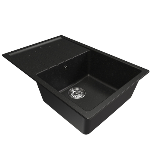 Мойка ML-GM19 КОМФОРТ с крылом, ультра-черная (344),  750*500*200мм