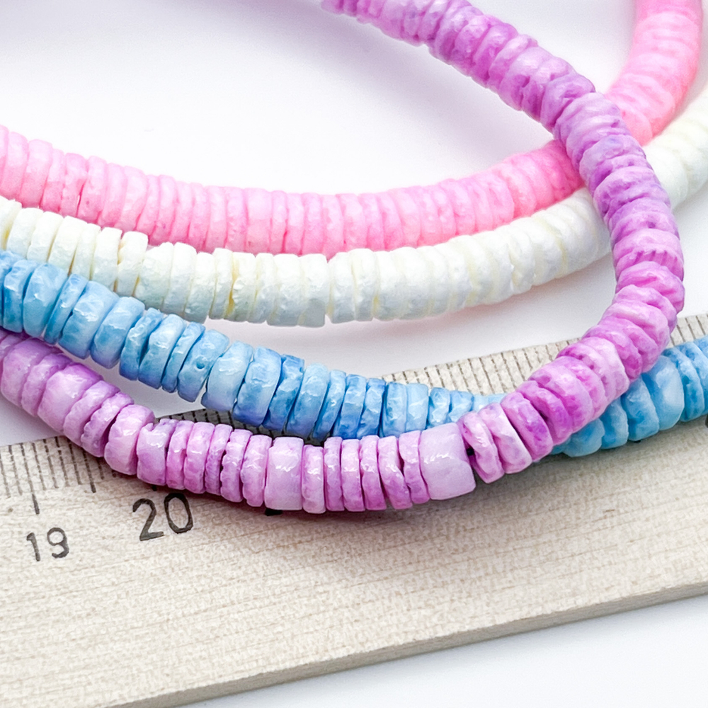 Ракушка тонированная, цвет розовый, размер 6 мм, цена за нить 60 см