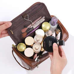 Косметичка дорожная подвесная мужская, органайзер, коричневый