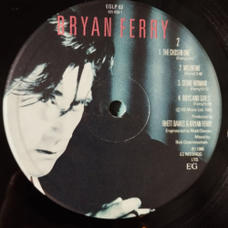 Винтажная виниловая пластинка LP Bryan Ferry Boys And Girls (UK 1985) Valentine