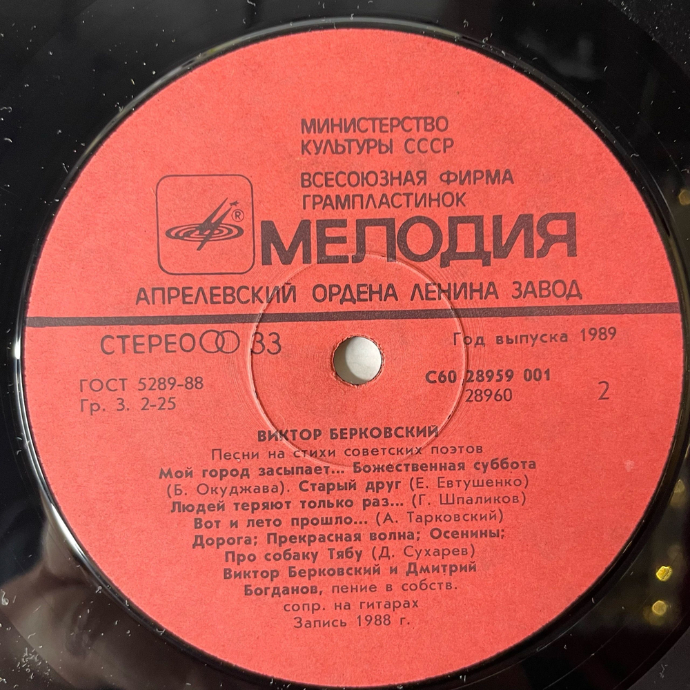 Винтажная виниловая пластинка LP Виктор Берковский, Гренада, Гренада, Гренада Моя (СССР 1980)