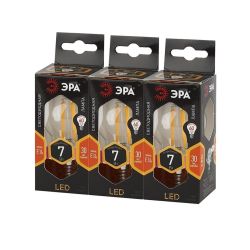 Лампа светодиодная ЭРА F-LED P45-7W-827-E14 7Вт филамент шар теплый белый свет Е14 | Филаментные декоративные