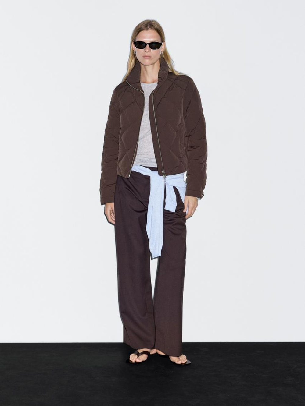 Massimo Dutti Короткая стеганая куртка, бургунди