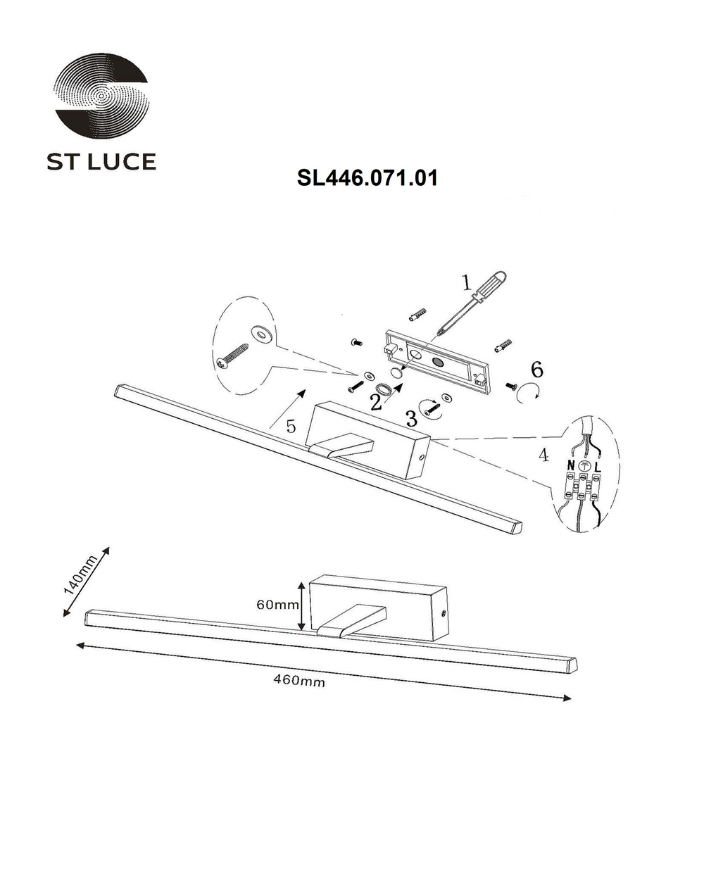 SL446.071.01 Подсветка для картин ST-Luce Черный/Черный LED 1*8W 3000K