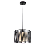 Подвесной светильник 1x60Вт E27,  металл/ткань/пвх, черный