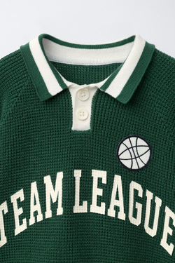 ZARA ПОЛО ВАФЕЛЬНОЙ ВЯЗКИ, МЯГКИЙ ЗЕЛЕНЫЙ