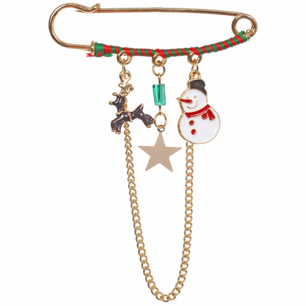 Брошь - булавка новогодняя «Best Podarok - Оленёнок и Снеговик», 7*7см