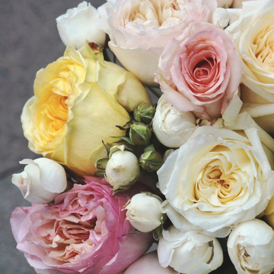 79. Трогательный микс из садовых и кустовых роз