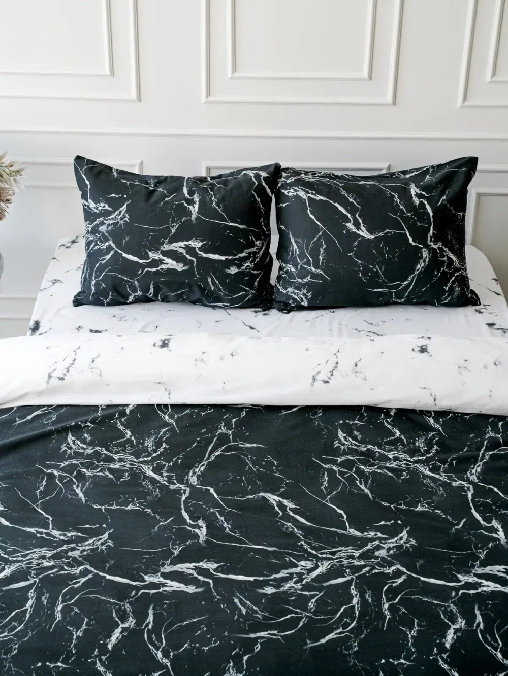 Постельное белье Евро поплин Павлайн Sweet Sleep Мрамор с 2 нав. 50*70