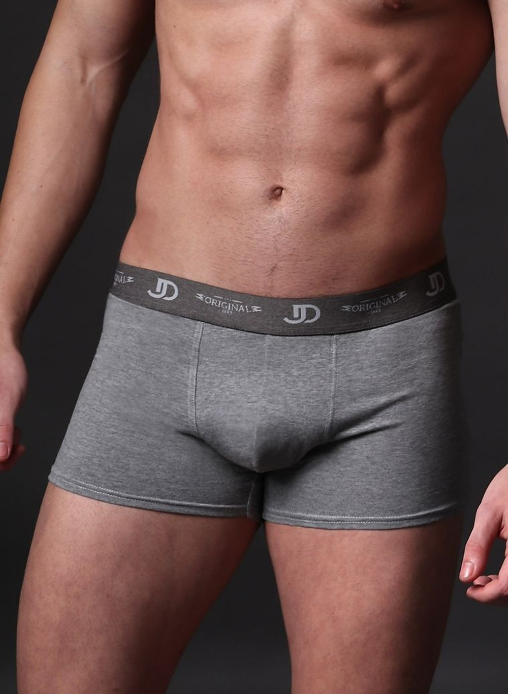 Хлопковые боксеры с брендированной резинкой (Размер: XL) (Цвет: серый меланж)