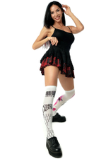 Белые гольфы с черно-розовым принтом (Цвет: белый)