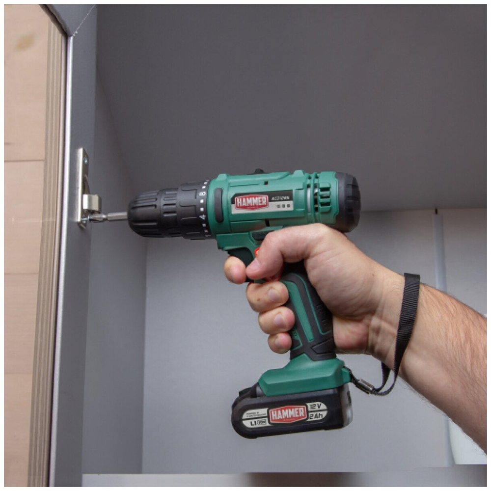 Аккум.дрель Hammer Flex ACD12BS  12В 2АКБx2Ач 10мм 0-350/0-1350об/мин 32Нм в кейсе быстр зарядка