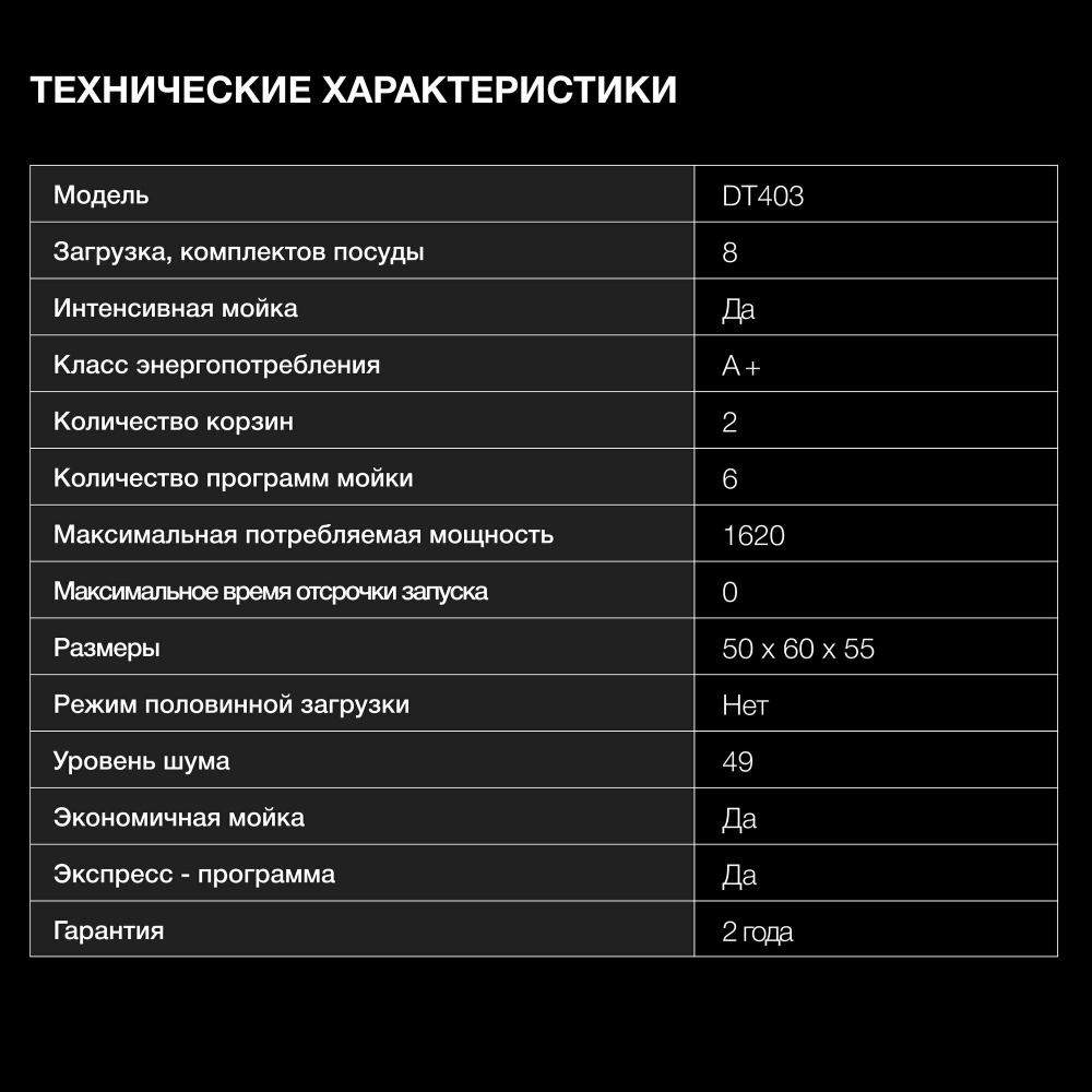 Посудомоечная машина компактная HYUNDAI DT403